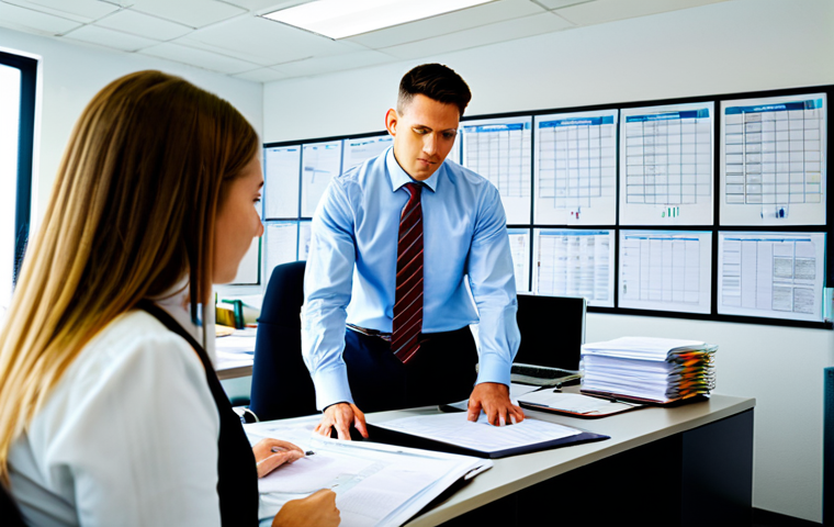 **
"A well-organized local administrative office, fully clothed office workers reviewing permit applications at their desks, appropriate attire, lots of paperwork visible, safe for work, perfect anatomy, natural proportions, professional, bright lighting, clean environment, organizational charts on the wall, family-friendly"
**